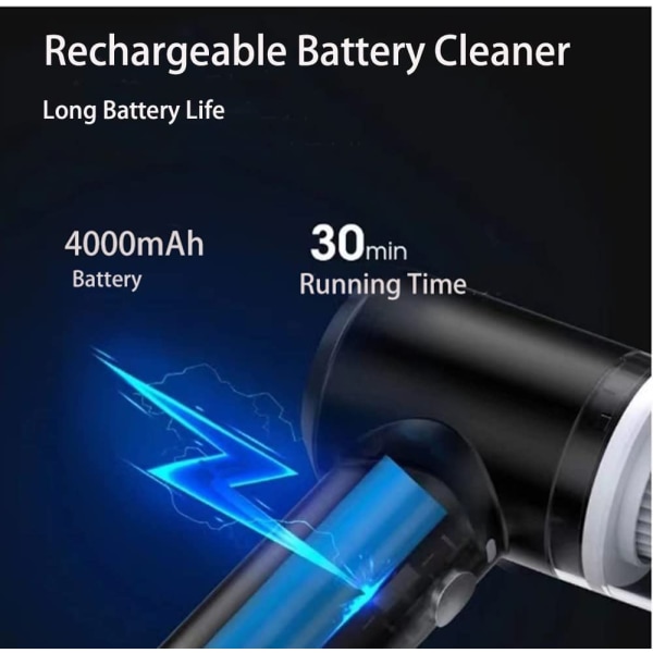 Kädessä pidettävä pölynimuri, 9000 Pa USB-ladattava kannettava kevyt minipölynimuri, 4000 mAh auton pölynimuri, märkä ja kuiva kädessä pidettävä pölynimuri