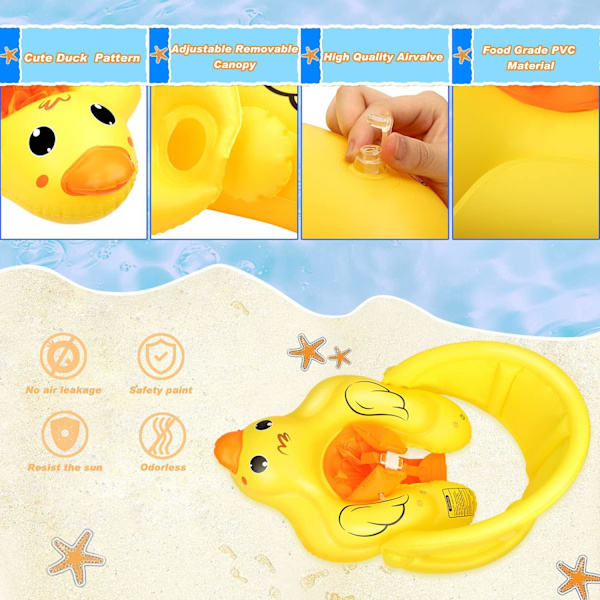 Baby svømmeflåd - Baby pool float med baldakin - Oppustelige baby pool floats - Baby oppustelig sæde svømmering - Baby svømmeflåd - Baby vand