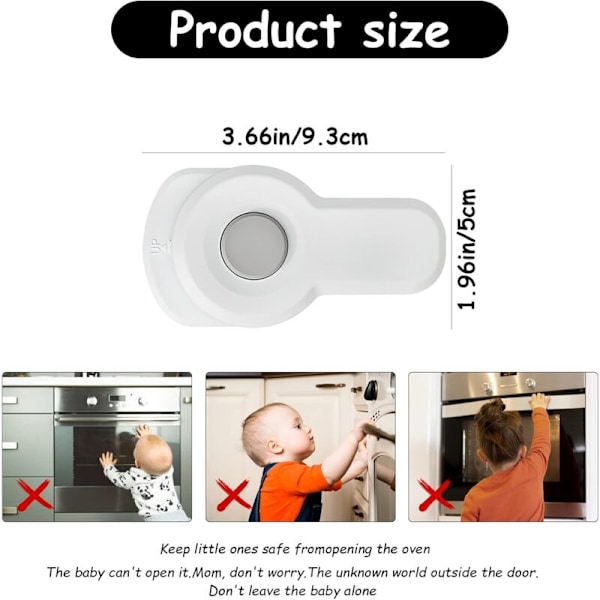 Lapsiturvallinen uunin lukko 9,3 cm x 5 cm x 2,2 cm, 1/2 kpl Lämmönkestävä itseliimautuva ovilukko estää