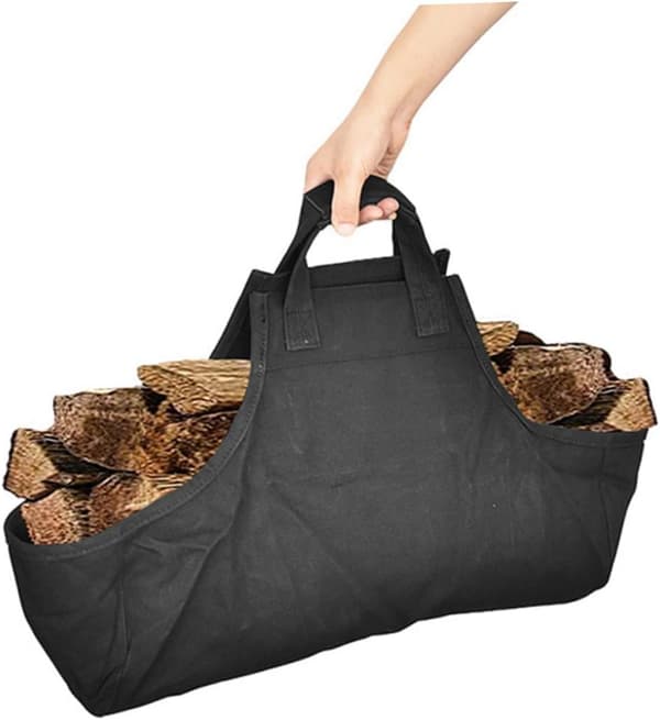 Vedkorg i canvas, stor väska för utomhuscamping, grillning, picknick