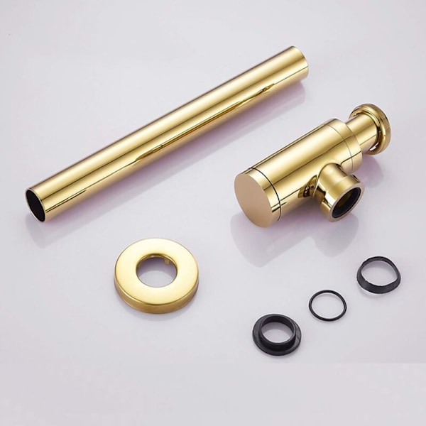 Vattenlås för diskho i rostfritt stål, universell Sifon Design 1 1/4 x 32mm, justerbar anti-lukt för handfat och diskho, borstad guld