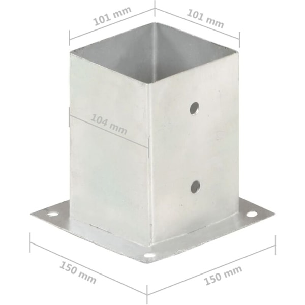 Stolpeankre 4 stk. Galvaniseret metal 101 mm
