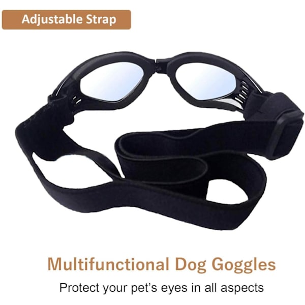 Hunde Goggles, Solbriller til kæledyr, Sammenfoldelige Hunde Goggles UV Beskyttelse Solbriller (Sort)