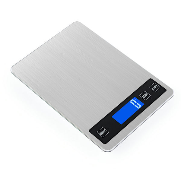 Elektronisk köksvåg, precision 1g rostfritt stål digital matvåg, 15 kg/33 lb kapacitet, 23 x 16 cm stor plattform, bakgrundsbelyst LCD-display, Tempe