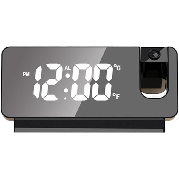 Digital väckarklocka med LED-projektion, bordsklocka, sängklocka, insomningstimer, stor takklocka med temperatur, tid och datum för vuxna och
