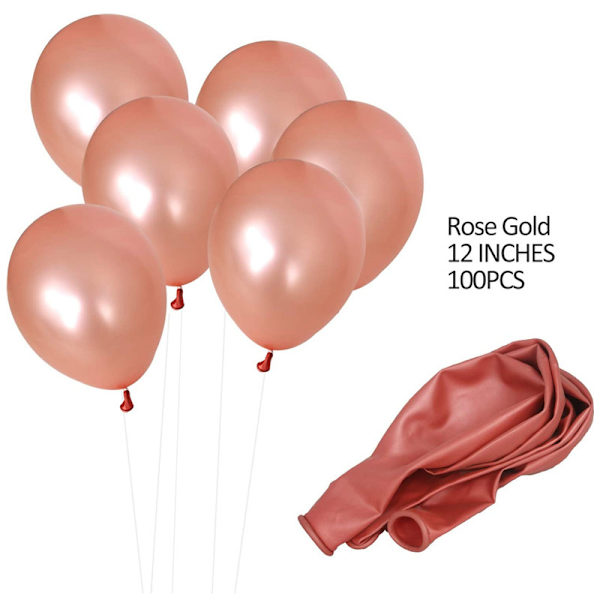 Roséguld Konfetti Latexballonger, 100st Födelsedagsfest Dekorationer