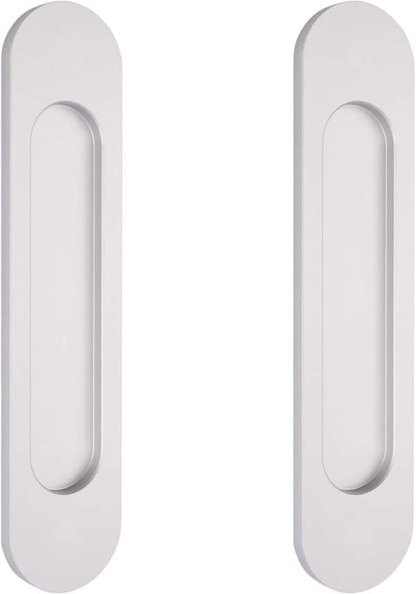 2 x 15 cm Silver Oval Skjutdörrhandtag Självhäftande, Aluminium