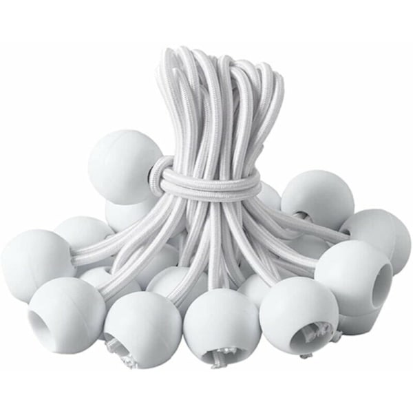 Bache spännare, elastisk boll tentor för paviljong, presenning, campingplats, tält, förlängningssele gardiner (20 stycken vit-20cm)