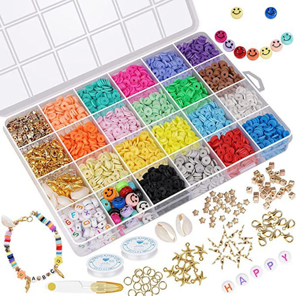 24 farver lerperler sæt, 3800 stk polymer heishi runde flade afstand perler til DIY armbånd, halskæder, øreringe