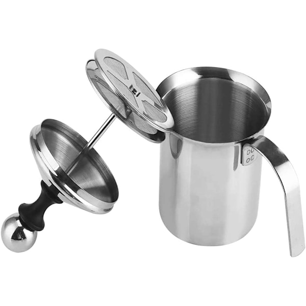 Manuell Melkeskummer - Håndholdt Skummekanne i Rustfritt Stål for Cappuccino & Latte (400ml)