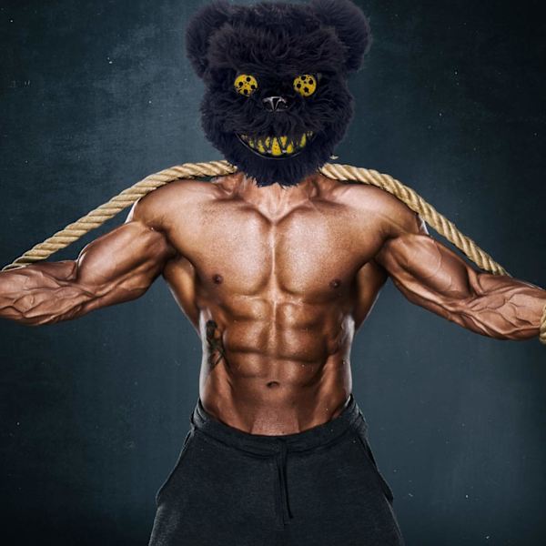 Halloween-naamio, pelottava karhunaamio, verinen pehmonen, naamio, cosplay-asu, rekvisiitta, Halloween-juhlat
