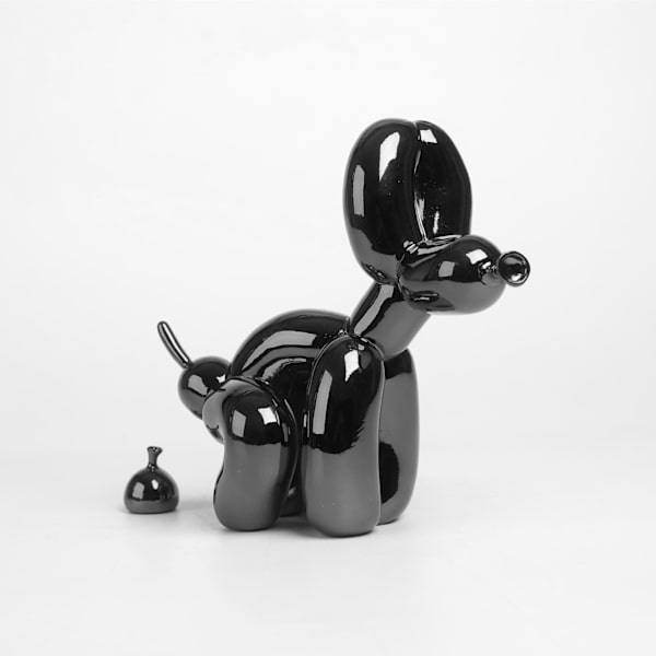 Squat Ballon Dog Statue Resin Skulptur Hjem Indretning Moderne Skrivebord Kontor Hjem Indretning Stue Dyr Statue Tilbehør (Sort)