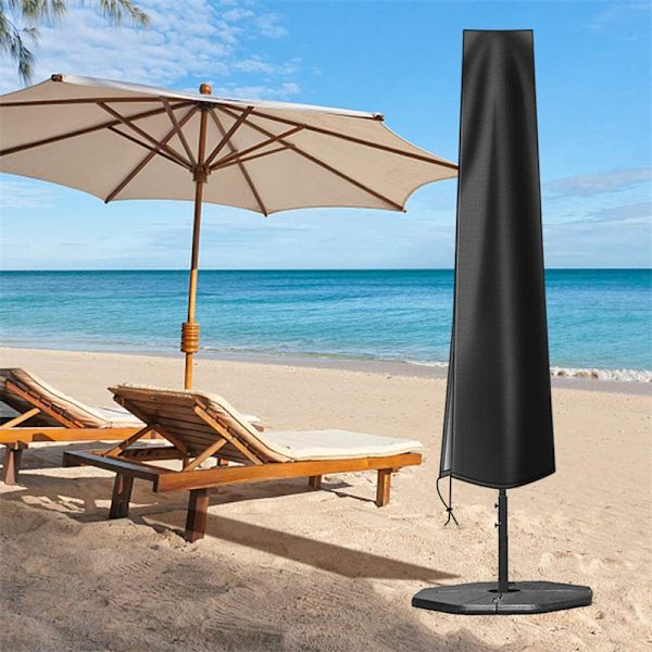 Parasolbetræk med ventilationshuller, vandtæt, vindtæt, anti-UV, kraftig 210D Oxford-stof parasolbetræk med teleskopstang (190x30/40/50cm)