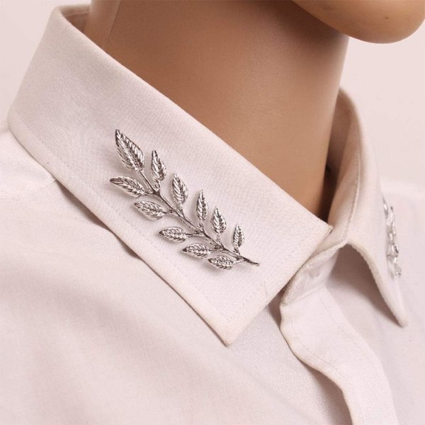 Fashion Leaf Necklace Brooch Silver Brooch Pin Brooch Clothes Pin Men and Women Jewelry Gifts (1 Pair)