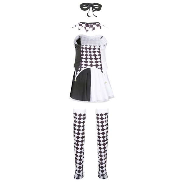 Clown dräkt Halloween dräkt Djävul dräkt Cosplay Rutig Harlequin dräkt