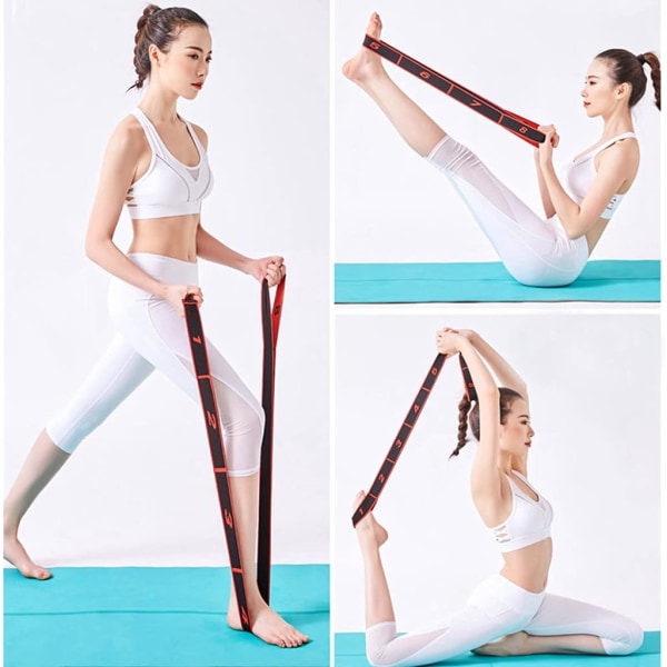 2-pack 8-sektioners elastiska yogaband, justerbart stretchbälte för yoga pilates yoga fitness kroppsbyggnadsutrustning