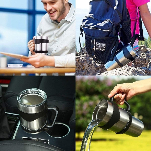 2-pack 30oz mugghandtag, rostfritt stål mugghandtag BPA-fria kopphållare, resevatten kaffemuggar, rosa