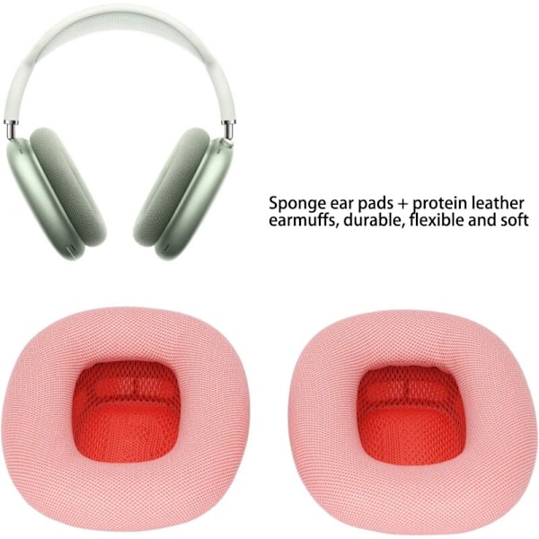 Öronkuddar, 2 st öronkuddar ersättning i memory foam form i flexibelt proteinläder reservkudde för airpod-hjälm (rosa)