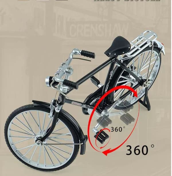 Legering bilmodel, mini retro stil klassisk sort DIY samlet cykel legetøj, simulation stil model desktop dekoration.