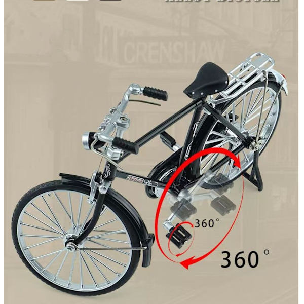 Legering bilmodell, mini retro stil klassisk svart DIY monterad cykel leksak, simulering stil modell skrivbordsdekoration.
