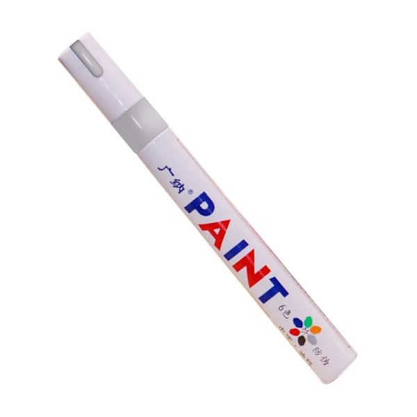 Bärbar färgglad penna bil däck gummi däck metall färg permanent färgmarkörer oljig graffiti stripe reparationspenna (silver)