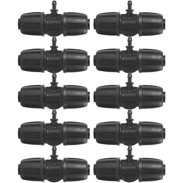 Puutarhan lukituspisteiset T-liittimet, 10 kpl 16 mm - 4/7 universaali liitin letkun lukituspisteinen T-liitin puutarhan kasteluun PE-putken liittimet