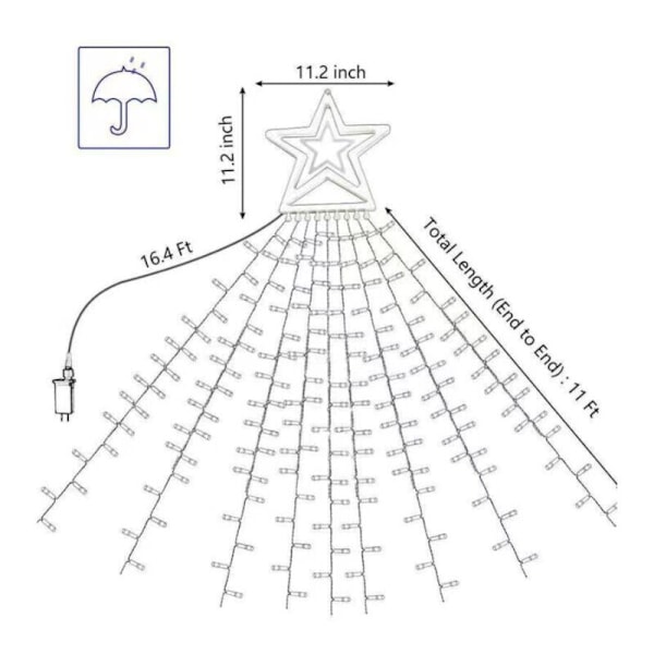 Valosarjat, aurinkokennolla toimivat pentagrammivalot, 9 LED-meteoriittivaloa, ulkokäyttöön puutarhakoristeeksi