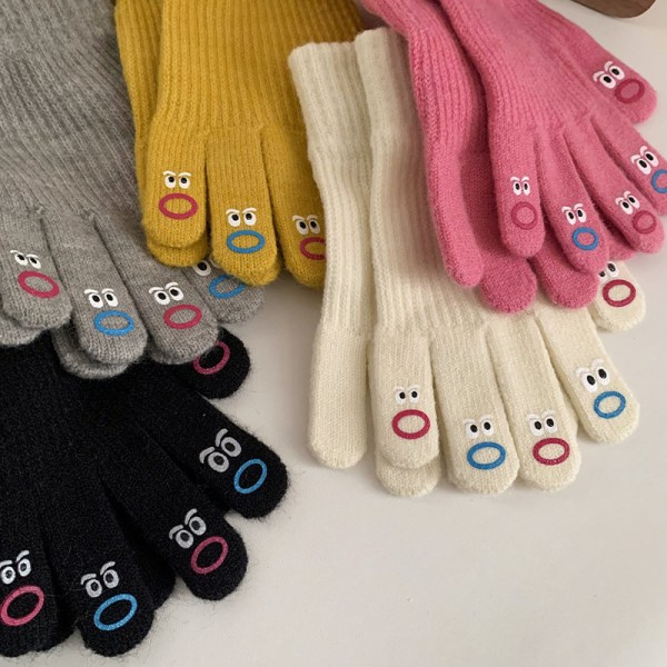 Stretchiga virkade handskar stickade handskar tecknad full fingerhandskar pekskärm vinter varma handskar för män och kvinnor