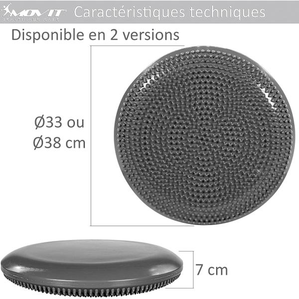 Dynamisk sædebold sædepude med pumpe, grå 33 cm, valgfri farve, pigget luftpude balancepude