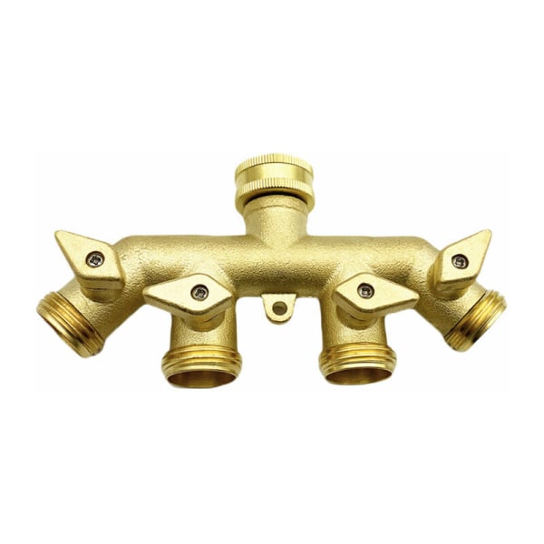 Slangefordeler (4-veis), messing vannings fireveis splitteradapter kuleventil kran kobling