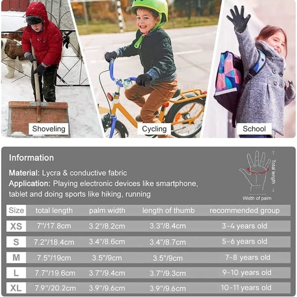 Barn vintercykelhandskar för pojkar och flickor Touch Screen Anti-Slip Thermal Varma handskar för skidåkning utomhussporter fotboll camping