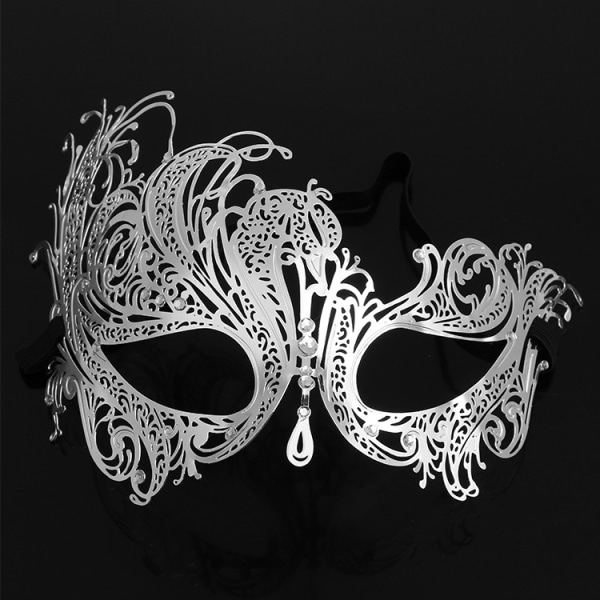 Silver Phoenix venetiansk mask, metallmask maskerad parmasker,