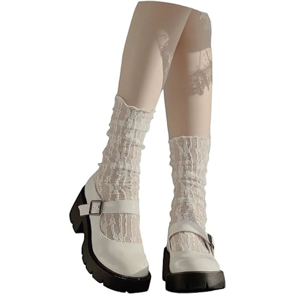 Dam Floral Lace Transparent Casual Rundstrumpor Lättvikt Romantiska Sommar Formella Strumpor