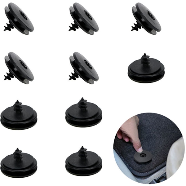 Set med 10 hållbara plastmattklämmor för fordon, halkfria och vattentäta, 3,6 x 2 cm, universell ersättning för bilmattor för bil, lastbil, SUV