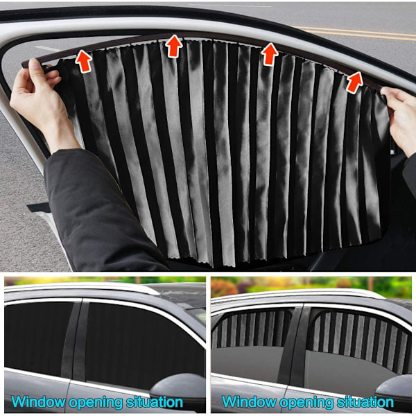 Auton sivuikkunan aurinkosuojat (4 kpl), magneettiset autoverhot UV-säteiden estämiseen ja yksityisyyden lisäämiseen, musta