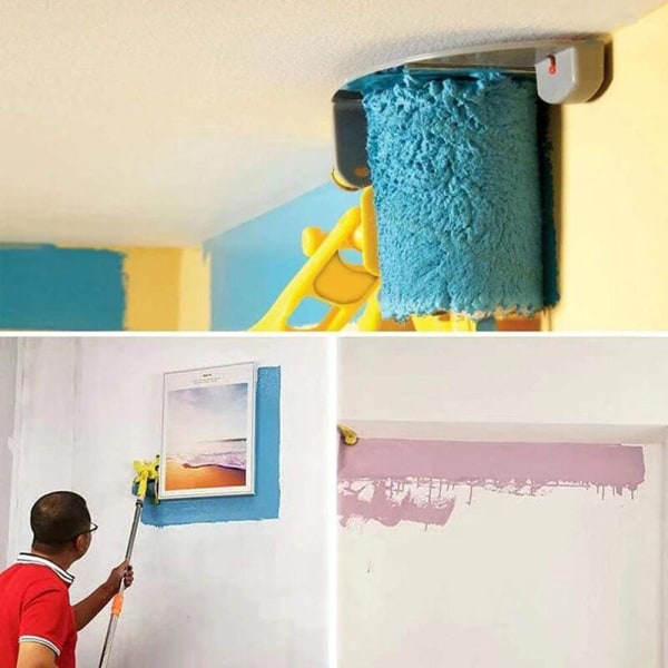 Malerrullepensel Emulgeret maling inde i skraveret hjørne væg malerpensel tætningspensel