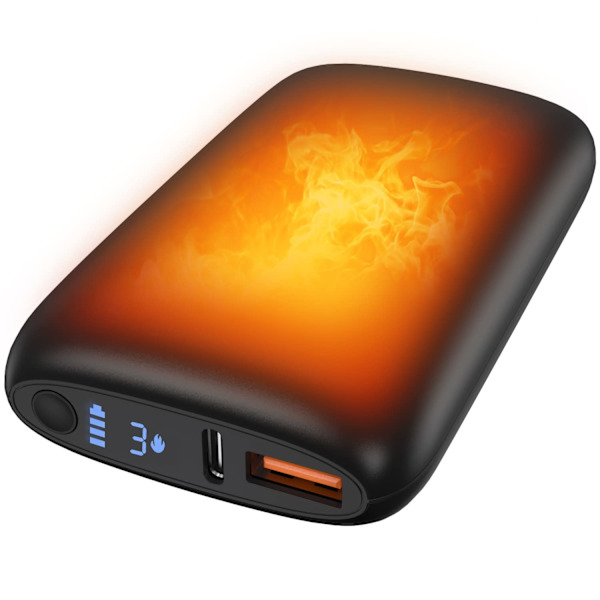 Håndvarmer 10000mAh Genopladelig Bærbar Powerbank Genanvendelig Lomme Håndvarmer Dobbeltsidet Opvarmning 3 Niveauer 9 Timers Langvarig Elektrisk Hånd W