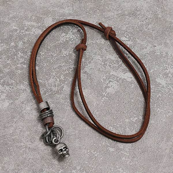 Klassinen luuranko ruskea aito nahka riipus kaulakoru kallo steampunk paksut riipukset korut miehille Choker