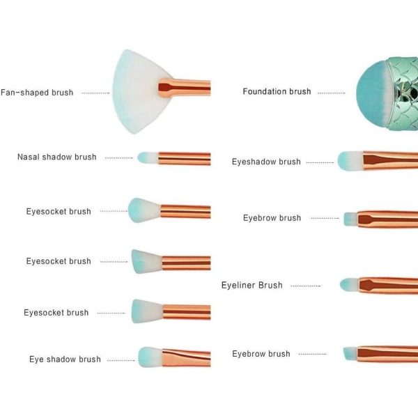 11-delt makeup-børste sæt