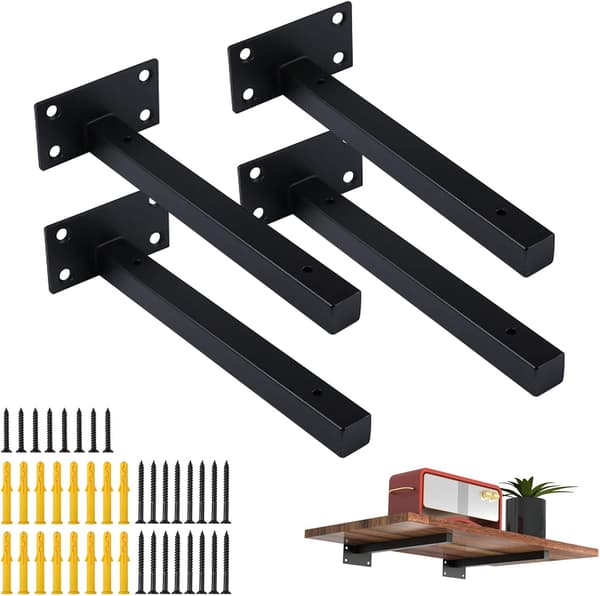 4 st hyllkonsoler hyllstöd för väggmontering, väggkonsoler, kraftiga hörnfästen, industriella flytande konsoler, retro metallfäste T