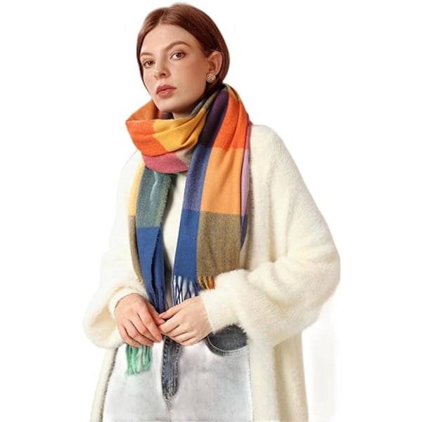 Tartan Plaid Tørklæder til Kvinder Vinter, Lange Tørklæder til Kvinder med Frynser, Super Blødt Tørklæde til Kvinder Vinter