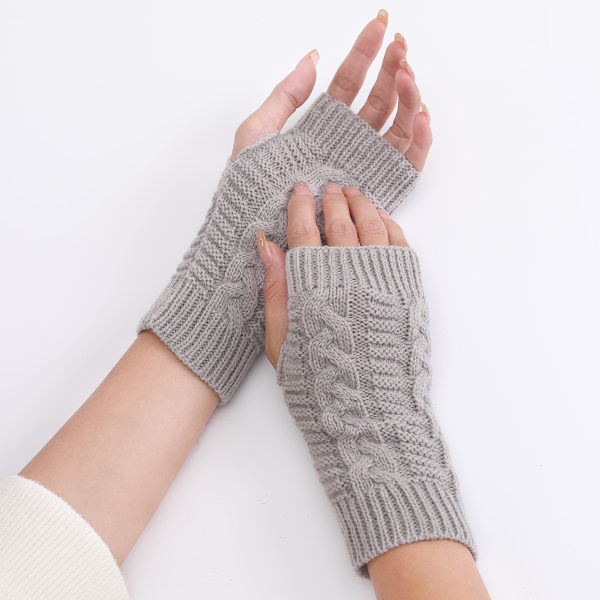 Korta twist fashionhandskar höst och vinter stickad ull varma halvfingerlösa handskar för män och kvinnor