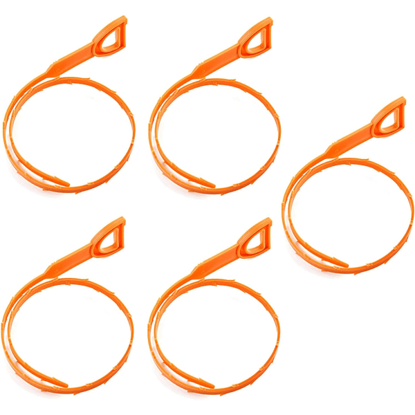 Rengøringsværktøj til fjernelse af tilstopninger til afløb med 5 pakker Fleksibel afløbskrog Langsomt afløb Trykaflastningsrenser Snake Hair Clog Tool (52cm/20in)