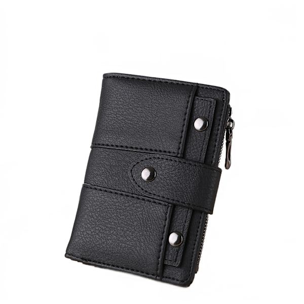 Studded Short Wallet for Holiday Gifts, Tight Security Women's Wallet (Black)