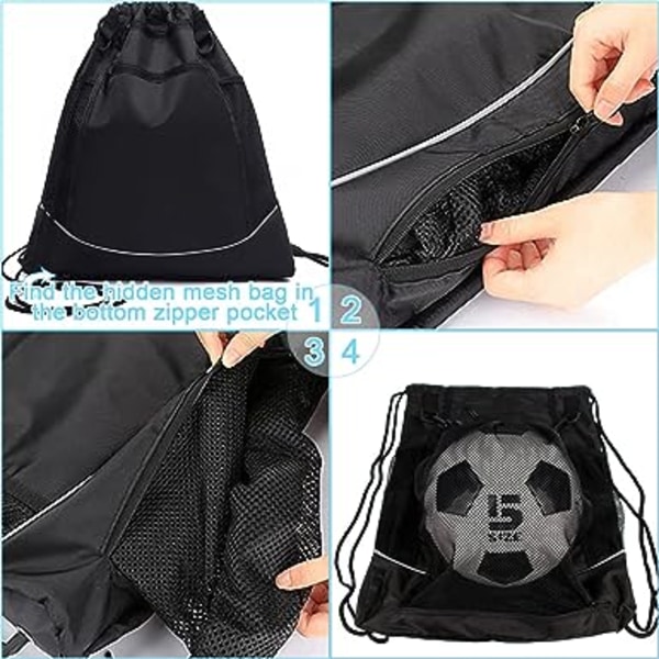 Basketball Ryggsekk Fotball Bag for Gutter Jenter, Mesh Allon Foldable Fotball Volleyball Sports Bager med Avtakbar Mesh Bag for Gym Baseball Yoga D