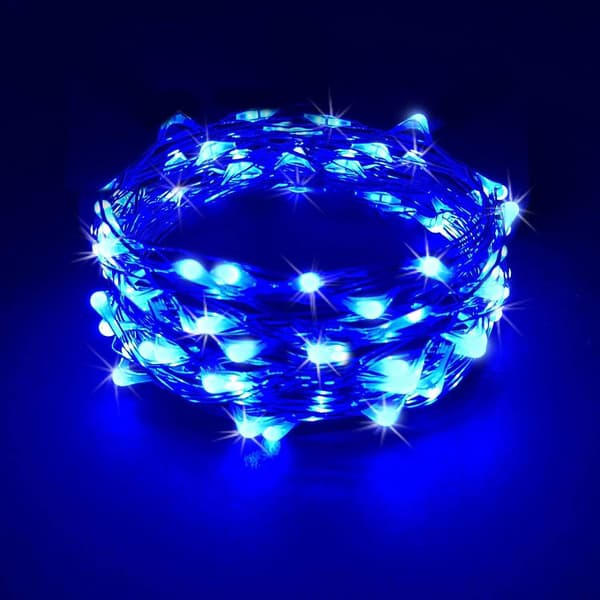 Strenglys, LED-ildfluerlys DIY-dekorasjon soveromtelt Planter vegg (blå)