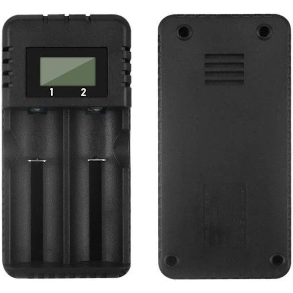 18650 Universell batteriladdare Intelligent snabbladdningshuvud med 2 fack med LCD-skärm kompatibel med en mängd olika Li-ion-batterier 3,7 V 266