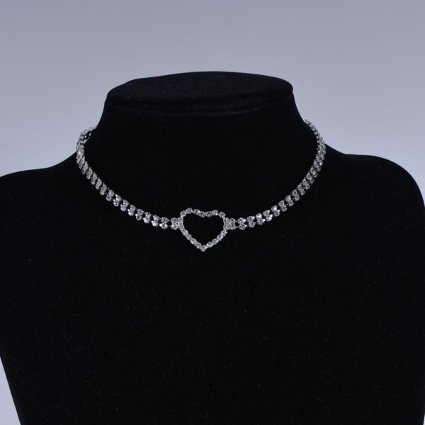 Krystallhjerte Choker Halskjede Brud Rhinestone Halskjede Damer Jenter Ungdom Halskjede