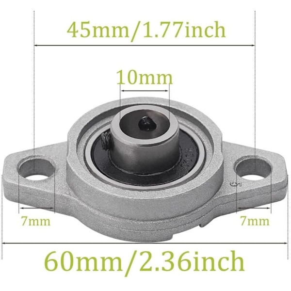 4 stycken med kullager med rombisk fläns, lagerbocklager (10 mm innerdiameter)