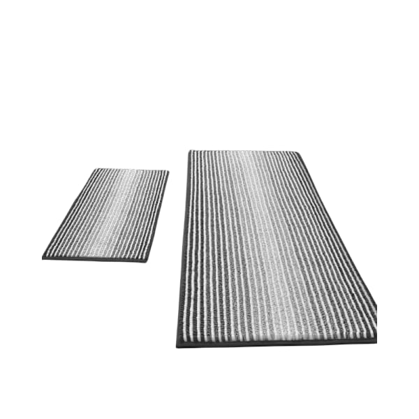 Badrumsmattor och matset, 2 delar tjocka absorberande chenille halkfria, mjuka lurviga golvmattor, maskintvättbara (20\" x 47\" plus 16\" x 24\", grå)